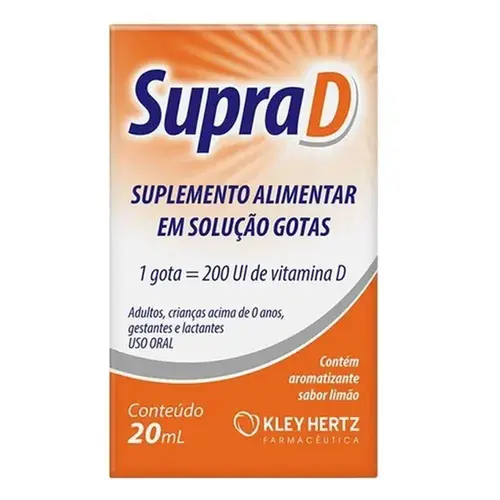 Vitamina D 200UI Supra D Sabor Limão em Gotas 20ml