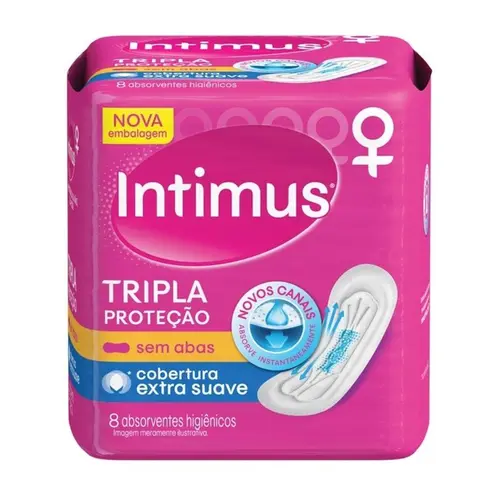 Absorvente Intimus Tripla Proteção Cobertura Suave Sem Abas Com 8 Unidades