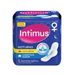 Absorvente Intimus Noturno Cobertura Suave Com Abas Com 8 Unidades