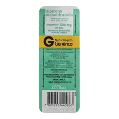 Dipirona 500mg Nova Química Genérico Com 10 Comprimidos