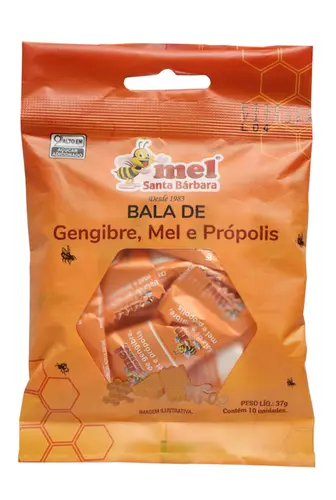 Bala de Gengibre Própolis e Mel Santa Bárbara