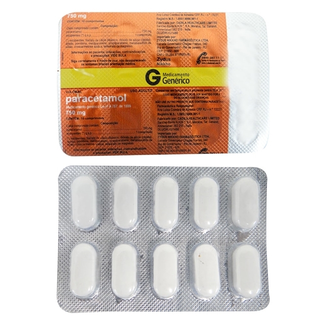 Compre Paracetamol 750mg 10 Comprimidos (Zydus) Genérico Tylenol