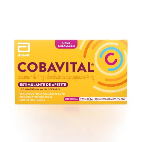Cobavital Cobamina 1mg + Cloridrato de Ciproeptadina 4mg 30 Comprimidos