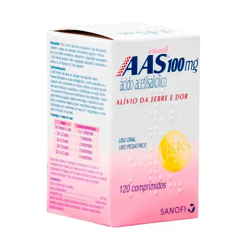 Aas Infantil Ácido Acetilsalicílico 100mg 120 Comprimidos