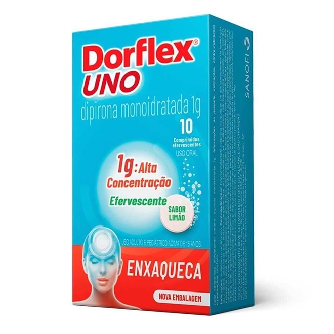 Dorflex Uno Dipirona Monoidratada 1g 10 Comprimidos Efervescentes Na ...