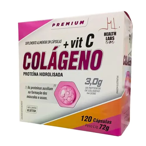 Colágeno + Vitamina C Health Labs 120 Cápsulas