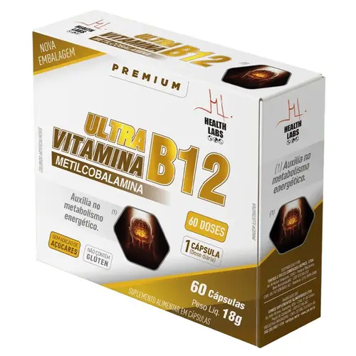 Vitamina B12 700mg Health Labs 60 Cápsulas