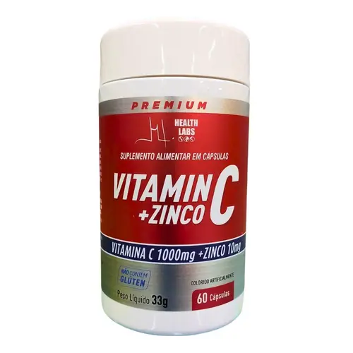 Vitamina C 1g + Zinco Health Labs - 60 Cápsulas