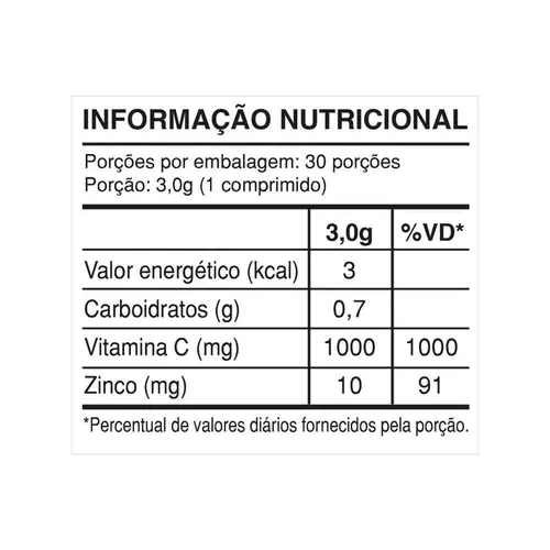 Vitamina C 1g + Zinco + Extrato de Própolis Health Labs 30 Comprimidos Efervescentes