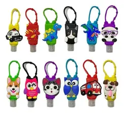 Frasco Porta Alcool em Gel Mochila Silicone Infantil