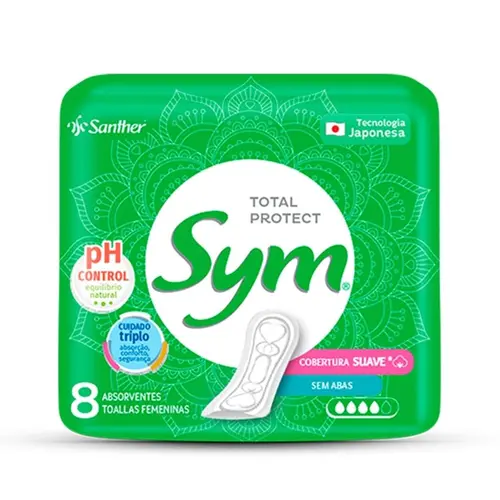 Absorvente Sym 360° Cobertura Suave Sem Abas 8 Unidades