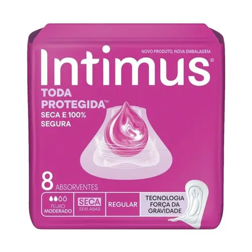 Absorvente Intimus Tripla Proteção Cobertura Seca Sem Abas 8 Unidades