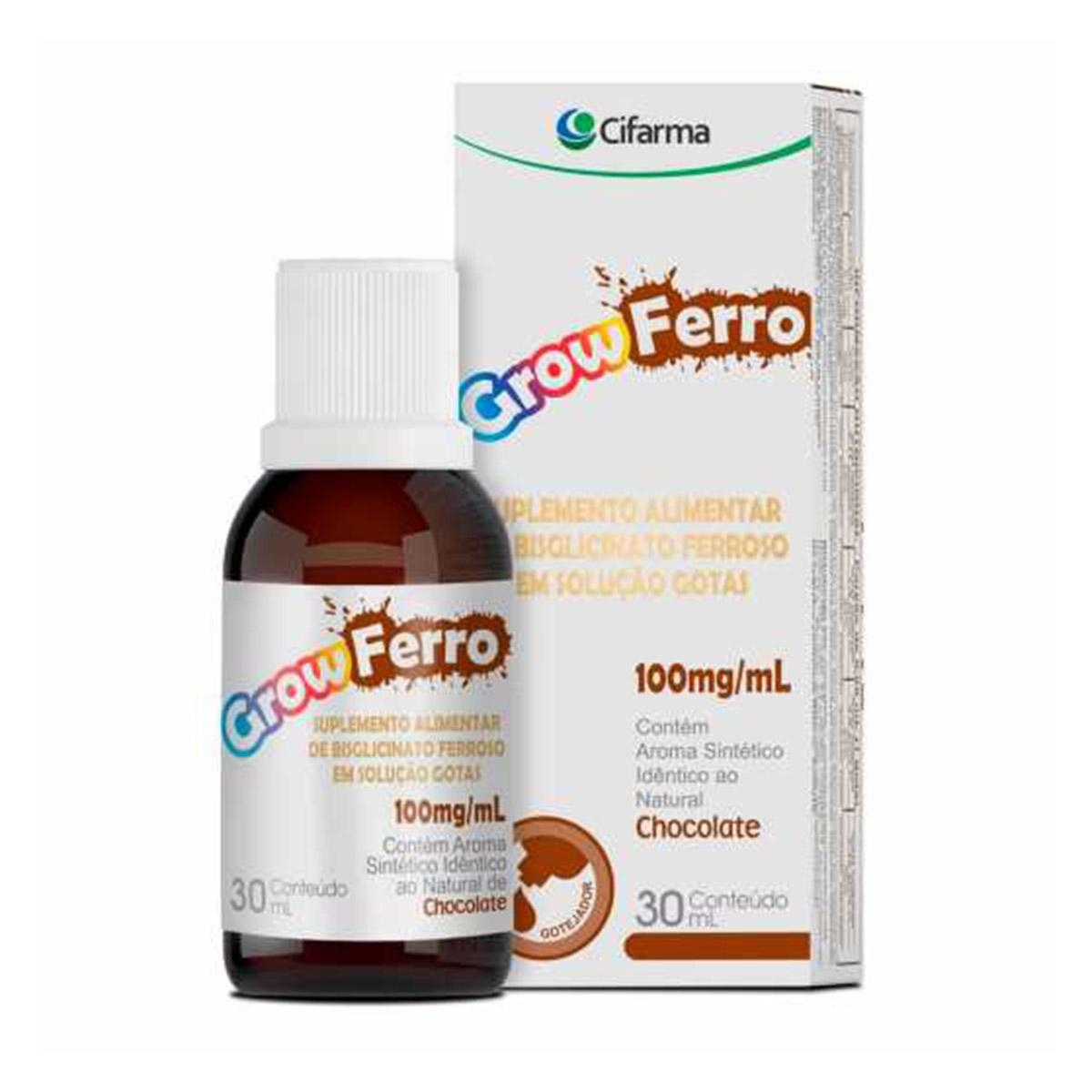 Grow Ferro 100mg/ml Sabor Chocolate 30ml Na Drogaria Primus