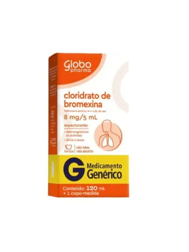 Cloridrato de Bromexina 8mg/5ml Xarope Adulto 120ml Globo Genérico