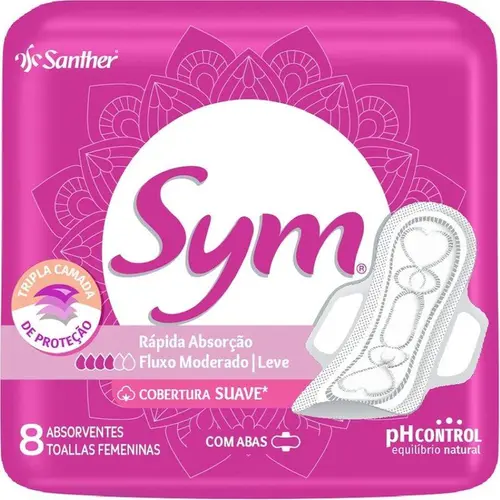 Absorvente Sym Suave Com Abas 8 Unidades