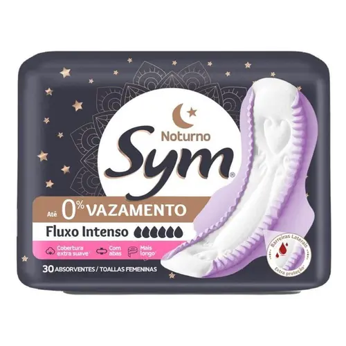 Absorvente Sym Premium Noturno Suave Com Abas 30 Unidades