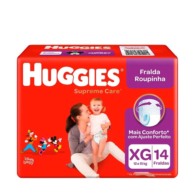 Compre Fralda Huggies Supreme Care Roupinha Jumbo Xg 14 Unidades