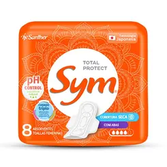 Absorvente Sym Cobertura Seca Com Abas 8 Unidades