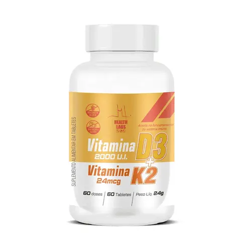 Vitamina D3 2.000UI + Vitamina K2 24mcg Health Labs 60 Tabletes