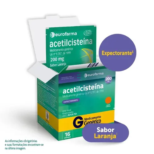 Acetilcisteina 200Mg 16 Envelopes Eurofarma