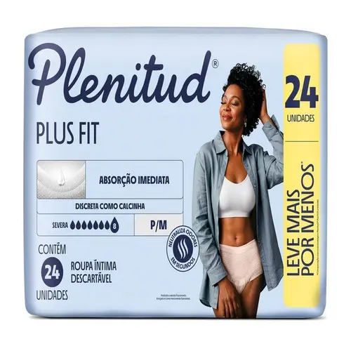 Roupa Íntima Plenitud Fit P/M 24 Unidades