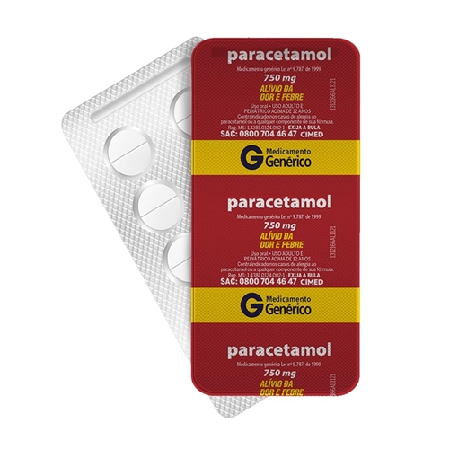 Paracetamol 750mg 10 Comprimidos Cimed Genérico Na Drogaria Primus