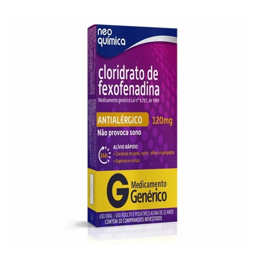 Cloridrato de Fexofenadina 120Mg 10 Comprimidos Neo Química Genérico Na
