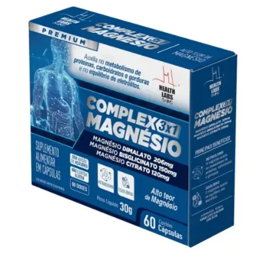 Complex Magnésio 3 Em 1 60 Cápsulas Health Labs