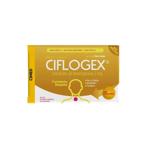 Pastilha Ciflogex Sabor Mel e Limão 12 unidades