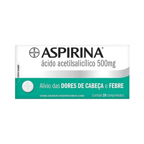 Aspirina Ácido Acetilsalicílico 500mg 20 comprimidos