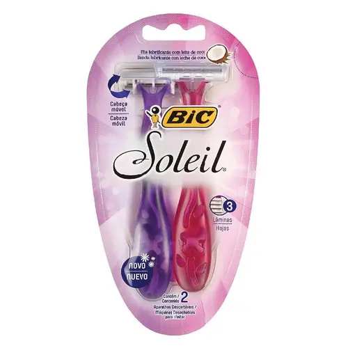 Aparelho Depilatorio Descartavel Bic Soleil Rosa E Roxo 2 Unidades