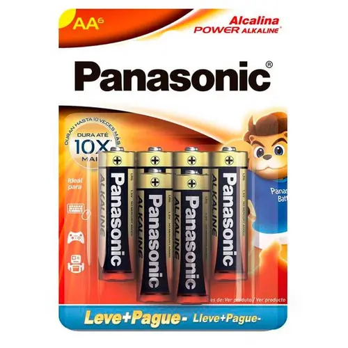 Pilha Panasonic Alcalina Pequena Aa Leve 6 Pague 5 Unidades