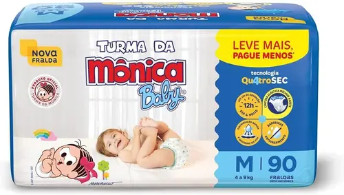 Fralda Turma Da Mônica Baby Média Com 90 Unidades