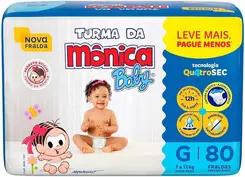 Fralda Turma Da Mônica Baby Grande Com 80 Unidades