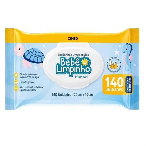 Toalhas Umedecidas Bebe Limpinho Premium 140 Unidades