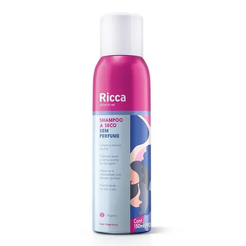 Shampoo Ricca A Seco Sem Perfume Aerosol 150Ml