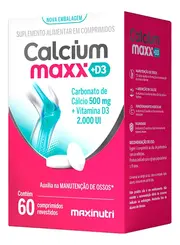 Cálcio Vitamina D3 Colecalciferol Calcium Maxx 600mg + 200UI 60 Cápsulas