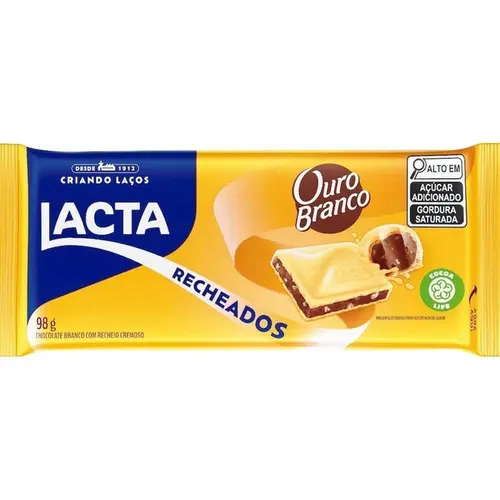 Chocolate Lacta Ouro Branco Recheada 98 Gramas