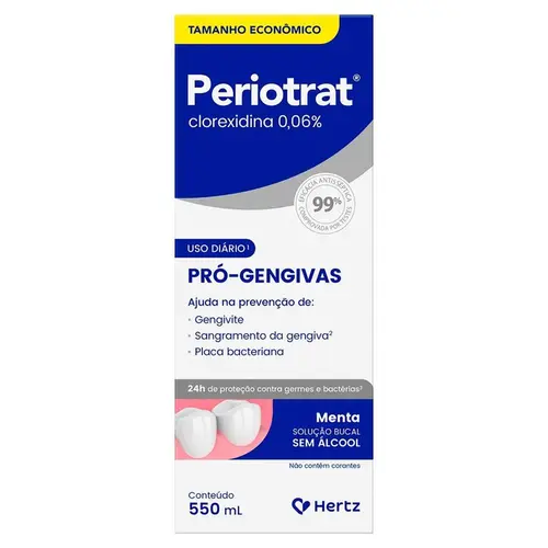 Periotrat 0,06% Pró Gengivas Solução Bucal Sabor Menta Sem álcool 550ml