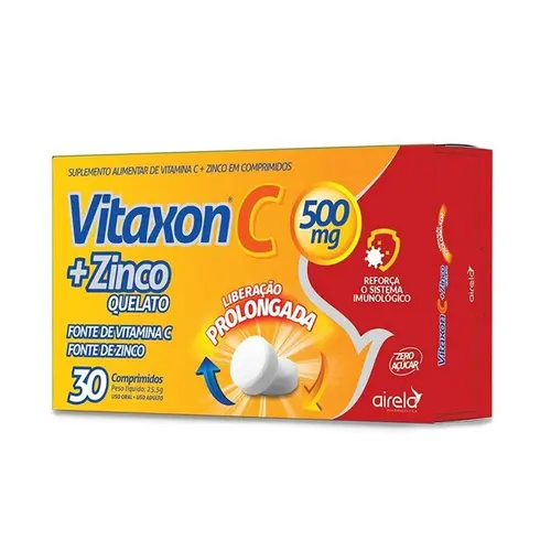 Vitaxon C + Zinco Vitamina C 500mg + Zinco Ação Prolongada 30 Comprimidos