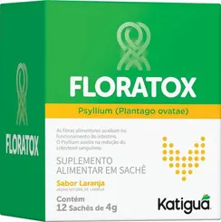 Floratox Psyllium Saúde Intestinal Sabor Laranja Katiguá 12 Sachês