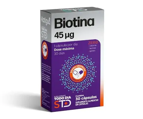 Biotina 45ug Todo Dia 30 Cápsulas Katiguá