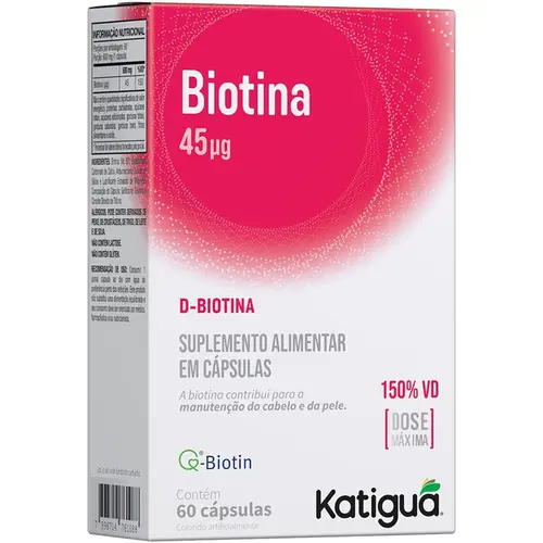 Biotina 45ug Dose Maxima 60 Cápsulas Katiguá