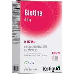 Biotina 45ug Dose Maxima 60 Cápsulas Katiguá