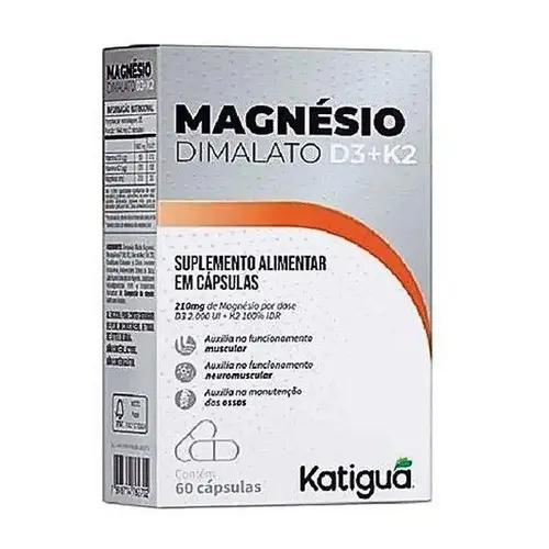 Suplemento Alimentar Magnesio Dimalato + D3 + K2 60 Cápsulas Katigua