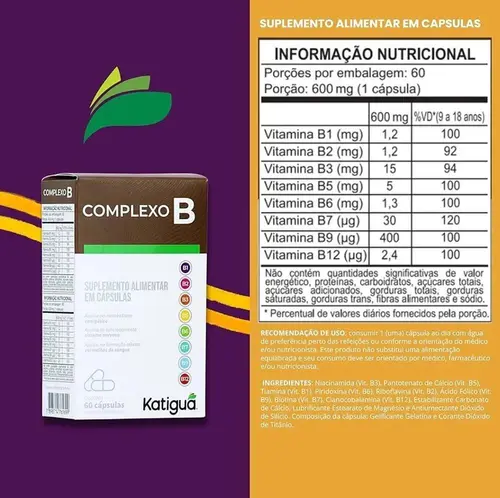Suplemento Vitamina B Complexo B Katiguá 60 Cápsulas
