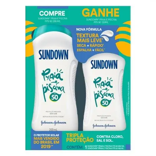 Kit Protetor Solar Sundown Praia e Piscina FP50 200ml + 120ml