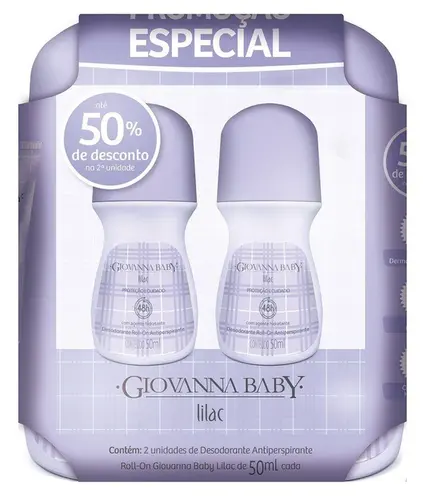 Kit Desodorante Roll-On Giovanna Baby Lilac 50ml 2 Unidades