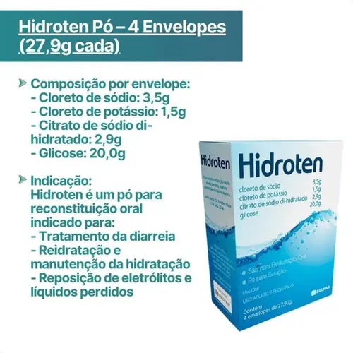 Sais para Reidratação Oral Hidroten em Pó com 4 Envelopes