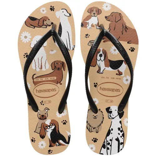 Chinelo Havaianas Slim Pets Preto e Dourado 33/34